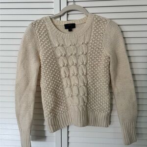 J. Crew Hand Knit Ivory Cable Knit Sweater